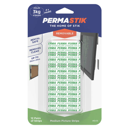 Permastik Medium Picture Strips 12 Pairs white retail pack