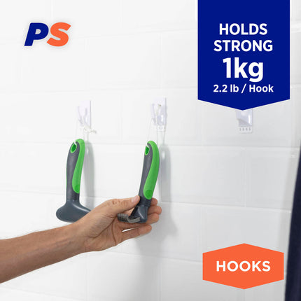 Permastik Medium Utility Hooks white 6 pack with 6 adhesive strips (2)