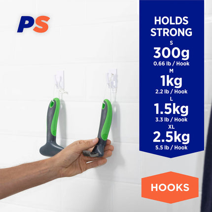 Permastik Utility Hooks Value Pack 12 Pack of white mixed size adhesive hooks in retail packaging (2)