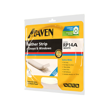Raven RP14A white self adhesive extra wide weather strip 5m coil