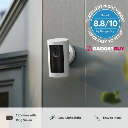 Ring Outdoor Camera Plus Battery 2K security camera in white, 2 pack (4)