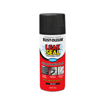 Rust-Oleum LeakSeal Flexible Rubber Coating Spray Black 340g aerosol can