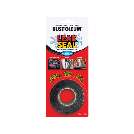 Rust-Oleum LeakSeal Self-Fusing Silicone Tape black 25.4mm x 3.04m roll in pack