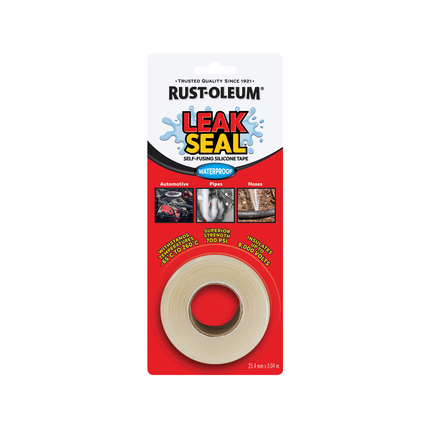 Rust-Oleum LeakSeal Self-Fusing Silicone Tape clear 25.4mm x 3.04m roll in retail packaging