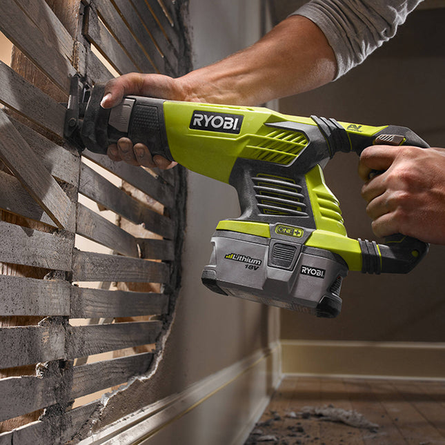 Ryobi 18V ONE+ Compact Reciprocating Saw 4Ah Kit for Demolition Cuts (2)