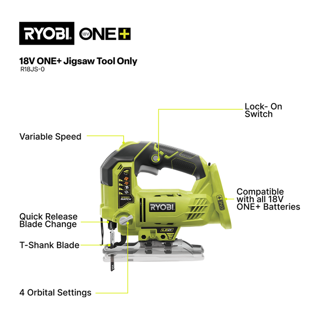 Ryobi 18V ONE+ Cordless Jigsaw with Orbital Action - Tool Only (2)