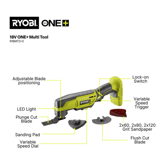 Ryobi 18V ONE+ Cordless Oscillating Multi Tool - Tool Only (2)