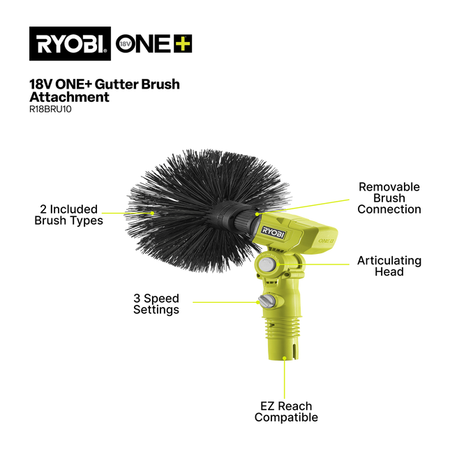 Ryobi 18V ONE+ EZ REACH Gutter Brush R18BRU10 for Gutter Cleaning (2)
