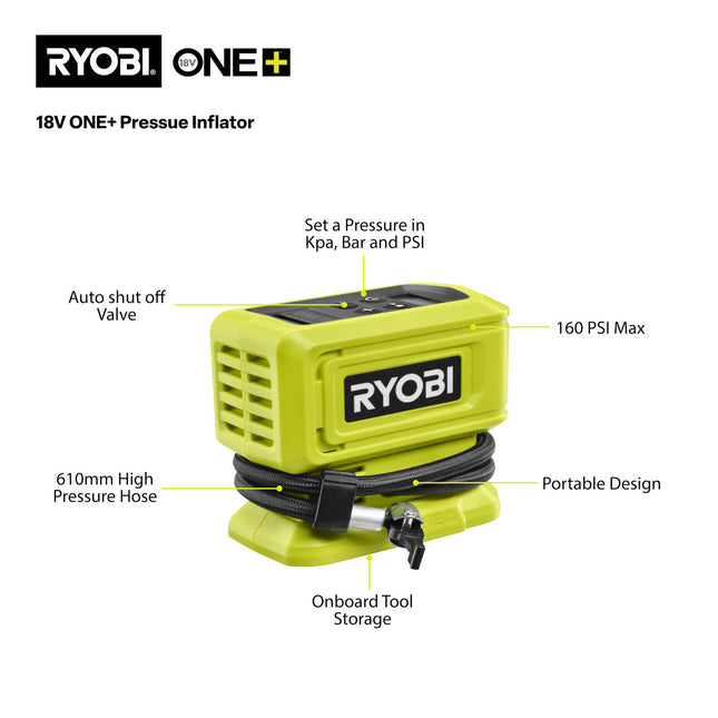 Ryobi 18V ONE+ High Pressure Inflator Tool Only (2)
