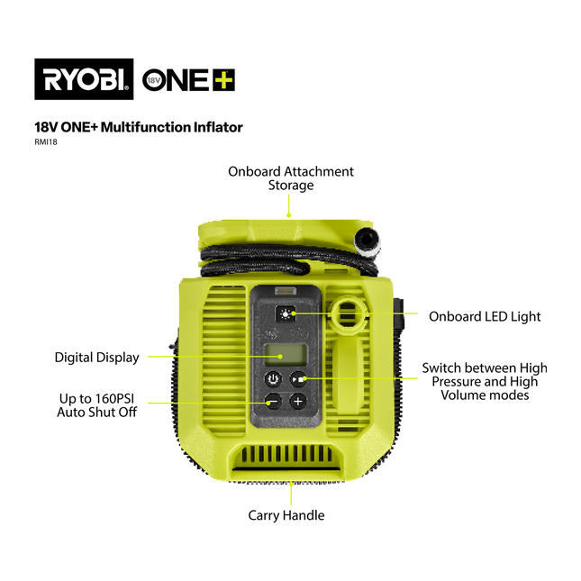 Ryobi 18V ONE+ Multifunction Inflator - Tool Only (2)