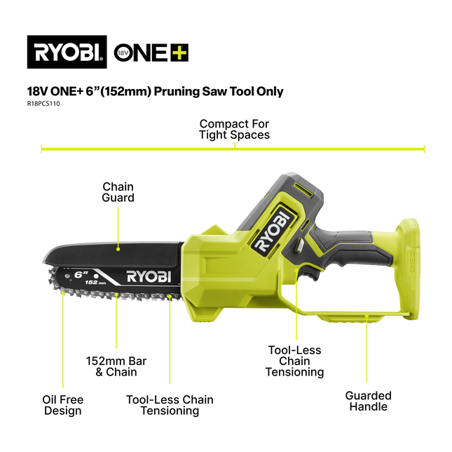 Ryobi ONE+ 18V 6 Inch Cordless Pruning Saw Tool Only (2)