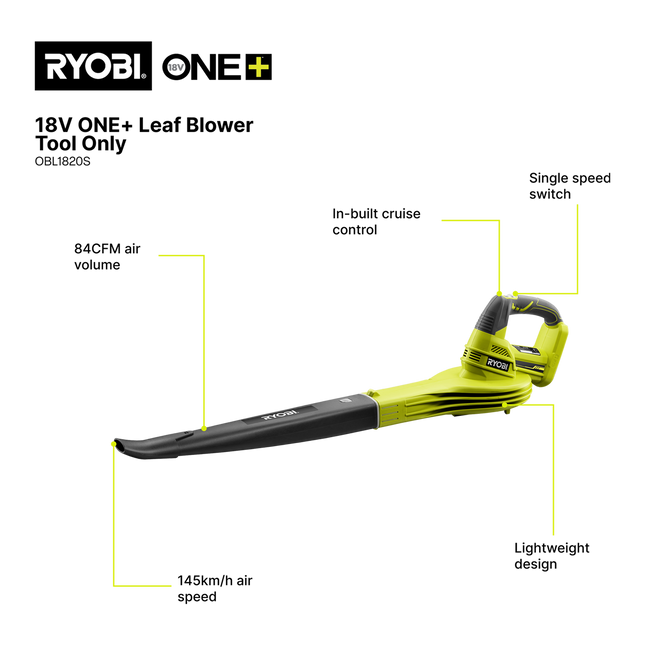 Ryobi ONE+ 18V Cordless Garden Blower OBL1820S Tool Only (2)