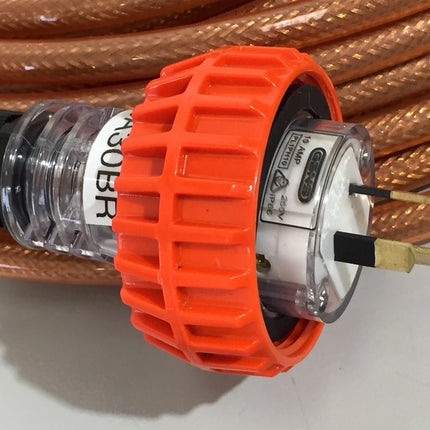 Extension Lead Braided 3 Pin 10 Amp Flat Pin Straight Plug 30 metre 1.5mm Clear cable 240V