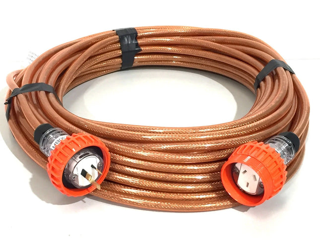 Extension Lead Braided 3 Pin 10 Amp Flat Pin Straight Plug 30 metre 1.5mm Clear cable 240V