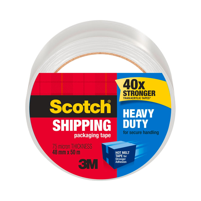 Scotch Heavy Duty Shipping Packaging Tape 48mm x 50m clear roll