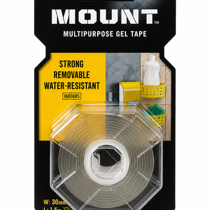 Scotch Multipurpose Gel Tape 30mm x 1.5m clear double-sided mounting tape roll in pack