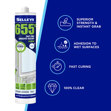 Selleys 655FC: The Unbeatable Clear Sealant & Adhesive Ultra-Strong Instant Grab, Wet-Surface Compatible, and Fast-Curing (3)