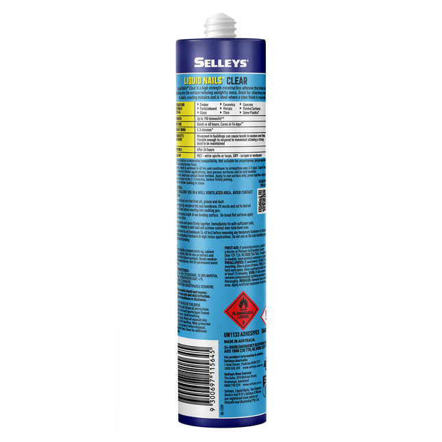 Selleys Clear Liquid Nails Adhesive High Strength mess free finish 250g (2)
