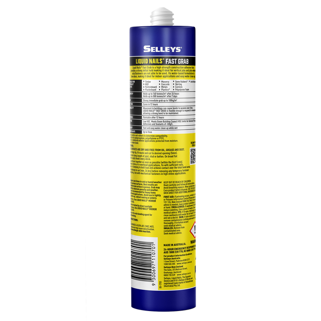 Selleys Fast Grab Liquid Nails High Strenght Construction Adhesive Cartridge 420g (2)