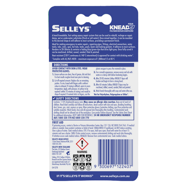 Selleys Knead It Expoxy AQUA Mouldable Putty Suitable with Drinking Water 50g (2)