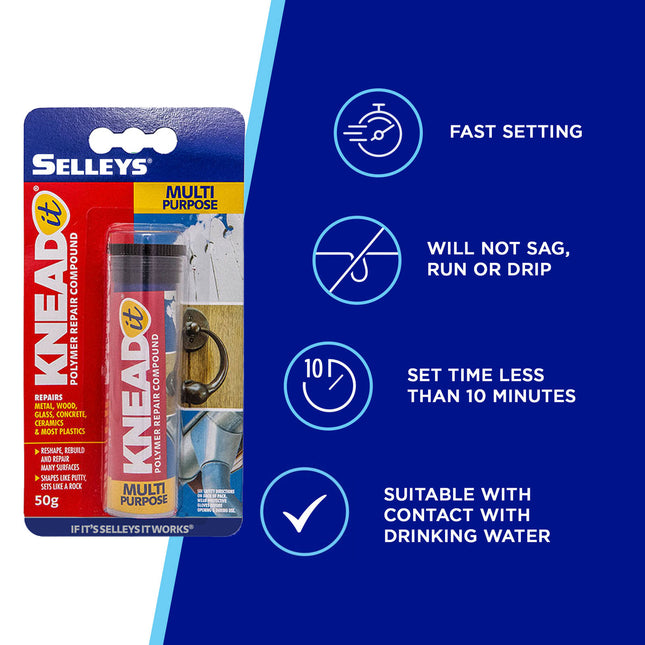 Selleys Knead It Expoxy Multi-Purpose Mouldable Putty 50g (2)