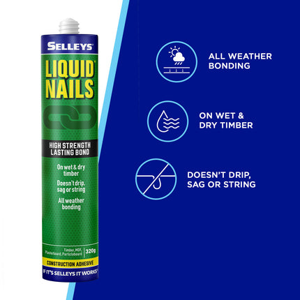 Selleys Liquid Nails Construction Adhesive 320g (3 Pack) (4)