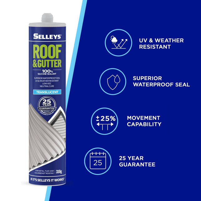 Selleys Roof & Gutter Silicone Sealant Translucent 310g (3 Pack) (2)
