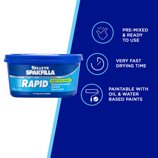 Selleys SPAKFILLA Ready Mixed Lightweight Filler Rapid 30 min 180g (2)