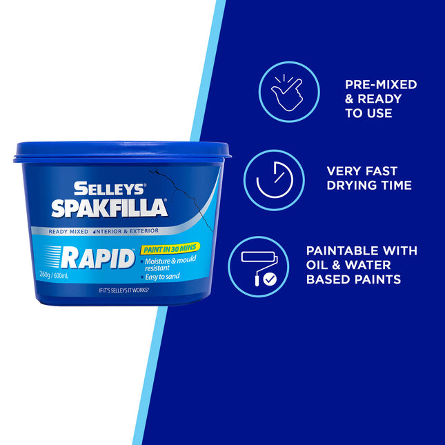 Selleys SPAKFILLA Ready Mixed Lightweight Filler Rapid 30 min 260g (2)