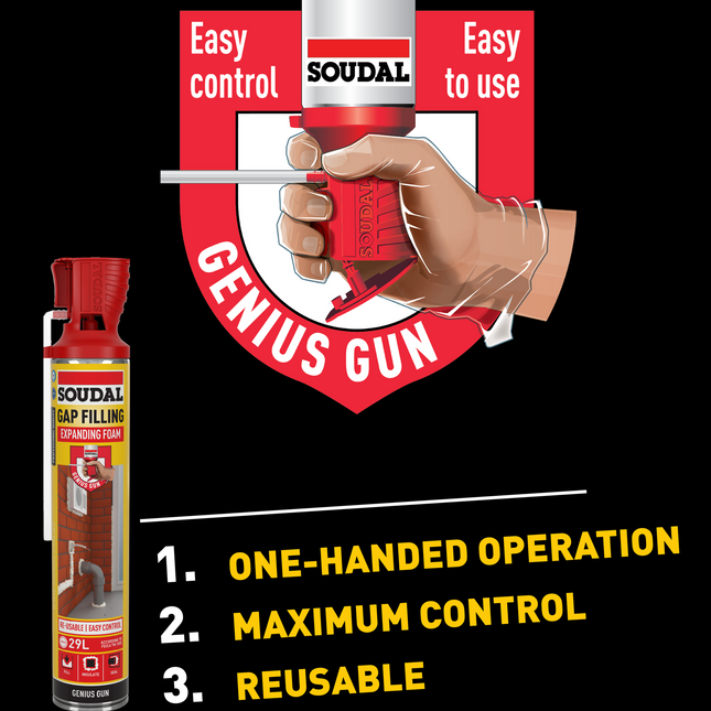 Soudal Genius Gun Gap Filling Expanding Foam 500ml (Single Can) (2)