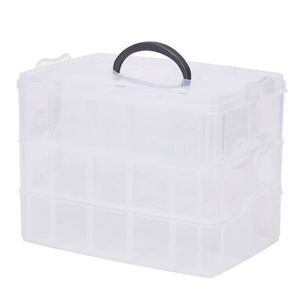 Stakt 30 compartment 3 tier clear storage box with carry handle and clip locks