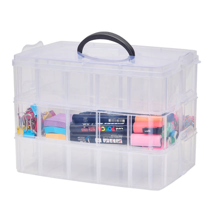 Stakt 30 compartment 3 tier clear storage box with carry handle and clip locks (2)