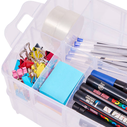 Stakt 30 compartment 3 tier clear storage box with carry handle and clip locks (3)