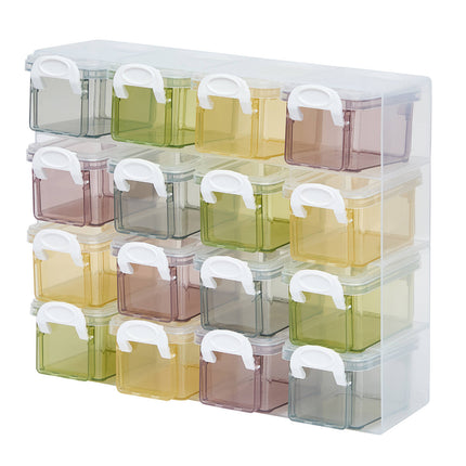Stakt 4 Tier 16 Piece Storage Boxes with clear frame and colourful mini drawers (2)