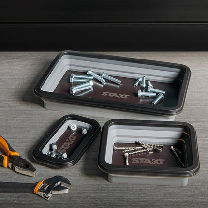 Stakt collapsible magnetic trays 3 pack in small, medium and large sizes (3)