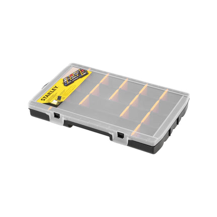 Stanley 14 inch 22 compartment storage organiser with clear lid and removable dividers (3)