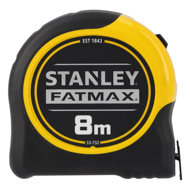 Yellow and black Stanley FatMax BladeArmor 8m tape measure, model 33-732