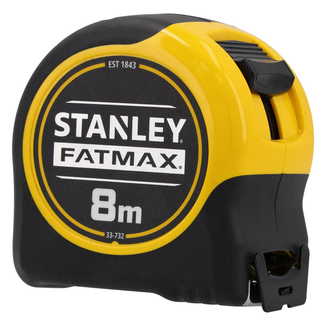 Yellow and black Stanley FatMax BladeArmor 8m tape measure, model 33-732 (2)