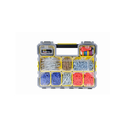 Stanley FatMax Pro Storage Organiser with clear lid and 10 removable compartments in black and yellow (4)