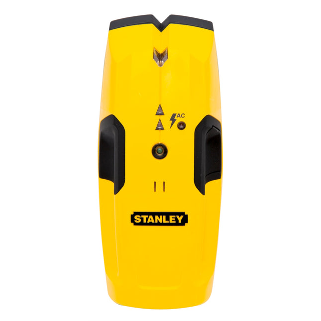 Yellow and black Stanley S100 Stud Sensor with LED indicators and AC alert
