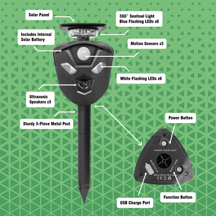 Sureguard Scarecrow 360 Motion Activated Ultrasonic Animal Repellent (Solar Powered) (3)