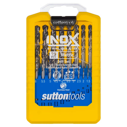 Sutton Tools INOX 19 piece metric jobber drill set in index case