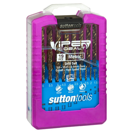 Sutton Tools 19 Piece Viper Cobalt Drill Set in carry case