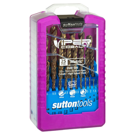 Sutton Tools Viper Cobalt 25 piece metric drill set in ABS case
