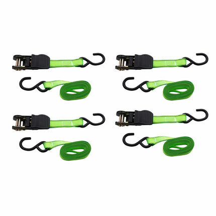 Syneco 25mm x 4.5m S Hook Ratchet Tie Down Set 4 Pack