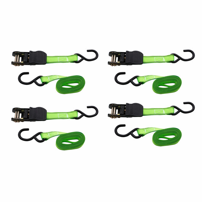 Syneco 25mm x 4.5m S Hook Ratchet Tie Down Set 4 Pack