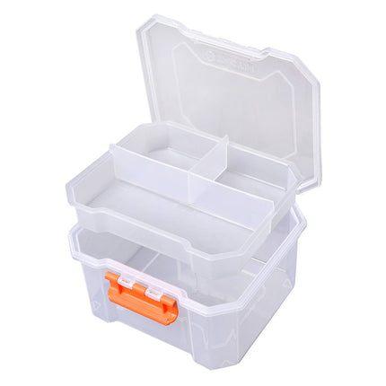 Tactix 4 Compartments Deep Storage Box, transparent polypropylene organiser with removable divider tray (2)