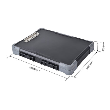 Tactix Clipboard Organiser black and grey A4 hard case with steel clip (3)