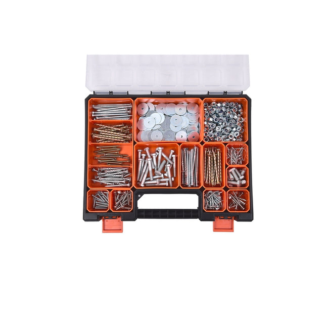Tactix 405mm black organiser case with 12 deep removable tubs and cam-action latches (2)