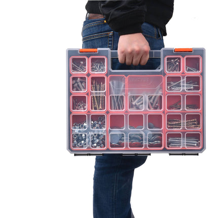 Tactix 405mm black organiser case with 12 deep removable tubs and cam-action latches (3)